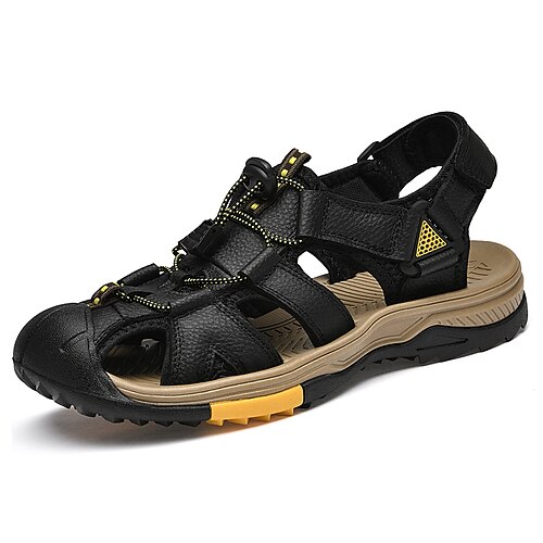 

Men's Hiking Shoes Breathable Wearable Outdoor Cowhide Summer Black Brown / Round Toe