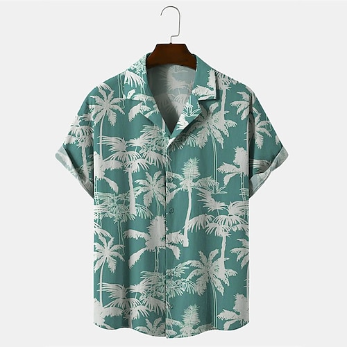 

Men's Shirt Graphic Shirt Tree Turndown Green Street Casual Short Sleeve Button-Down Clothing Apparel Fashion Designer Casual Comfortable