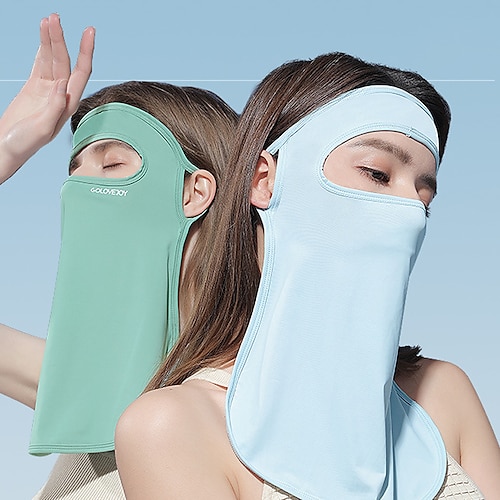 

Summer Ice Silk Sunscreen Mask Female Driving Sunshade Full Face Neck Hanging Ear Protection Forehead Thin Dust Veil Face Gini