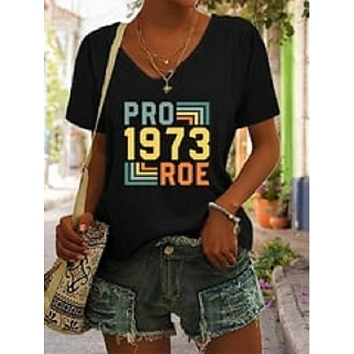 

Women's T shirt Tee Black Letter Vote Ruthless Print Short Sleeve Daily Basic Round Neck Regular S