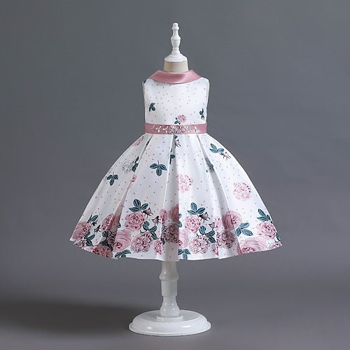 

Kids Little Girls' Dress Flower Skater Dress Party Daily Print Wine Dusty Rose Royal Blue Knee-length Sleeveless Princess Cute Dresses Spring Summer Slim 3-10 Years