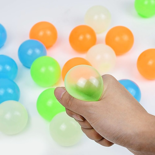 

6PCS Luminous Balls High Bounce Glowing Stress Ball Sticky Wall Home Party Decoration Kids Gift Anxiety Toy Glow in the Dark