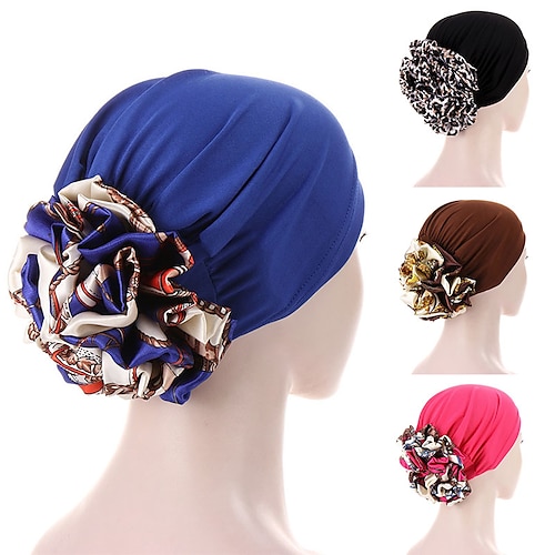 

Big Flower Hijab Volumizers Turban Bonnet For Women Muslim Under Hijab Caps Solid Color Islamic Inner Hijabs Headwrap Chemo Cap