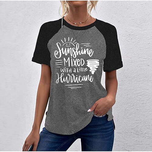 

Women's T shirt Tee Green Blue Pink Graphic Color Block Print Short Sleeve Casual Weekend Basic Round Neck Regular Cotton Holiday Painting S