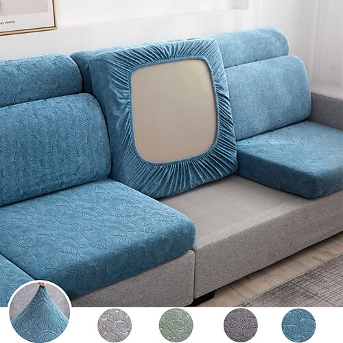 

1pc Small Leaf Jacquard Sofa Seat Cushion Cover For Living Room Stretch Washable Removable Slipcover Solid Color Couch Slipcover Four Seasons Universal Sofa Cover