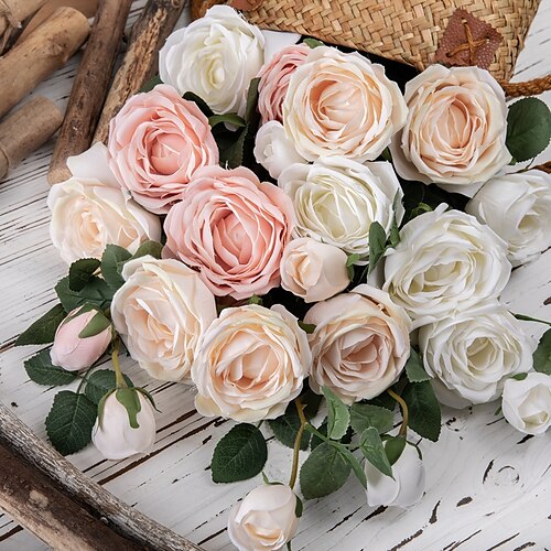 

1pc 3 Heads Artificial Roses Flowers Decorations Wedding Party Decorative Flowers