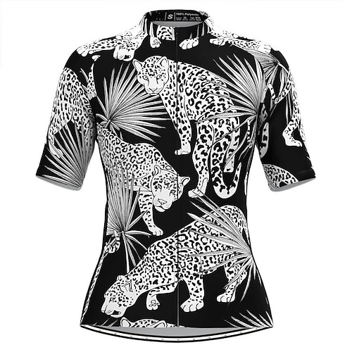 

Women's Cycling Jersey Short Sleeve Bike Top with 3 Rear Pockets Mountain Bike MTB Road Bike Cycling Breathable Quick Dry Moisture Wicking Reflective Strips Black Animal Floral Botanical Polyester