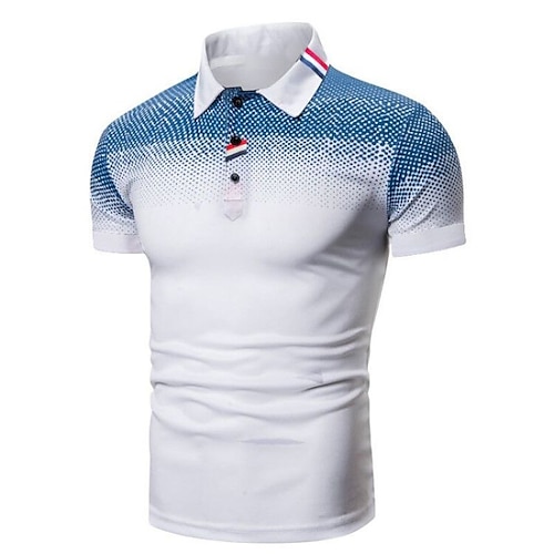 

Men's Golf Shirt Polo Business Casual Classic Short Sleeve Polka Dot Print Summer Spring & Summer Lake blue Wine Black White Orange Grey Golf Shirt
