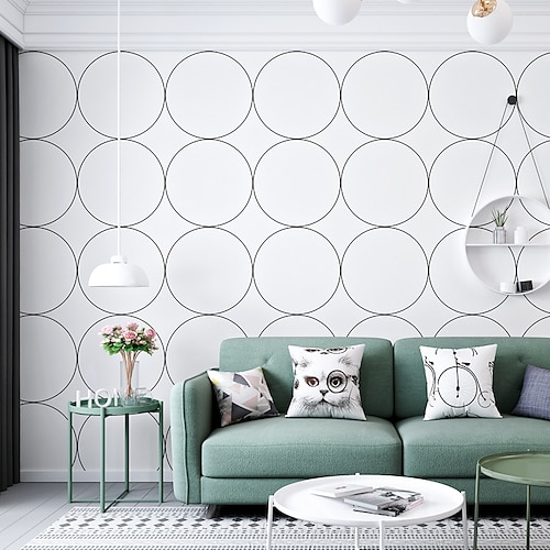 

Nordic Style Wallpaper Art Geometry Circular Lattice Ins Women's Harajuku Style Home Stay Room Background Wallpaper