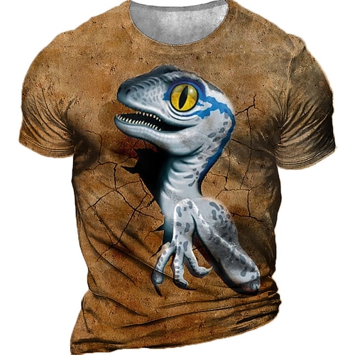 

Men's Unisex T shirt Tee Animal Graphic Prints Crew Neck Brown 3D Print Outdoor Street Short Sleeve Print Clothing Apparel Vintage Sports Designer Casual / Summer / Summer
