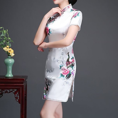 

Adults' Women's Gothic Chinese Traditional Dress Cheongsam For Party Polyester Flower / Floral Masquerade Cheongsam