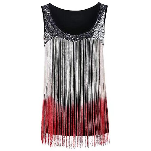 

Mulheres Camis Vermelho Tintura Tie Dye Paetês Sem Manga Diário Casual Decote U Padrão S