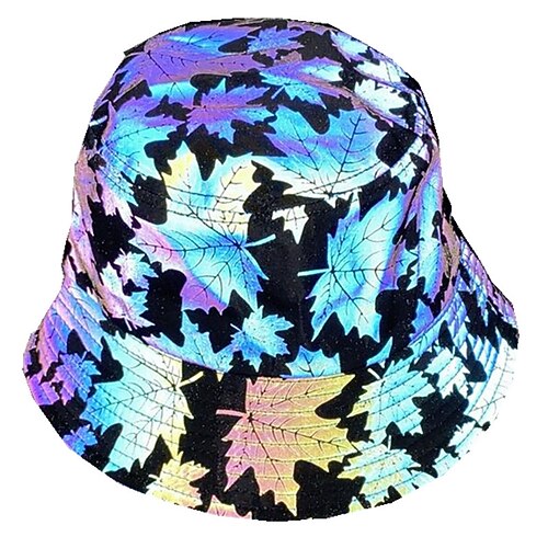 

Colorful Maple Leaf Reflective Fisherman Hat Men and Women Personality Hip-hop Luminous Sun Hat European and American Outdoor Hats