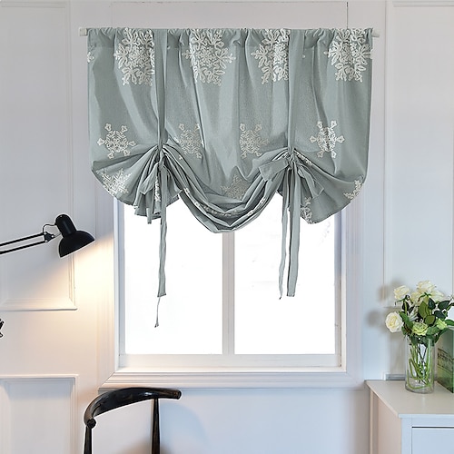 

Blackout Room Darkening Thermal Insulated Tie Up Adjustable Rod Pocket Curtain for Small Window