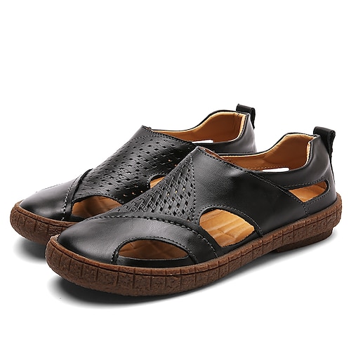 

Men's Sandals Casual Classic Outdoor Daily PU Black Brown Spring Summer