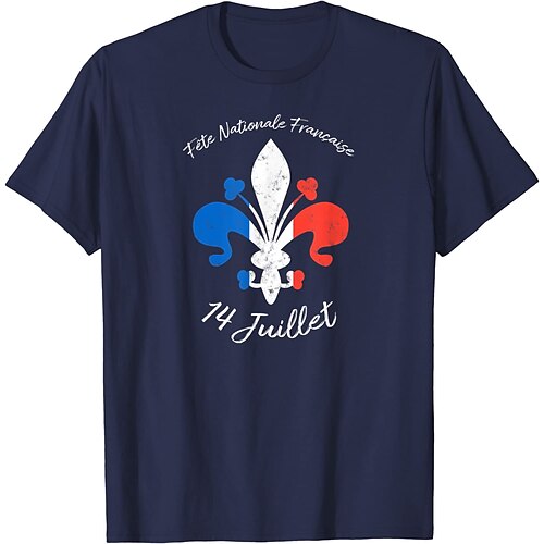 

Inspired by 14 Juillet 2022 Fête Nationale Française Vive La France Tricolore Française T-shirt Souvenir 100% Polyester Anime Classic Street Style T-shirt For Men's / Women's / Couple's