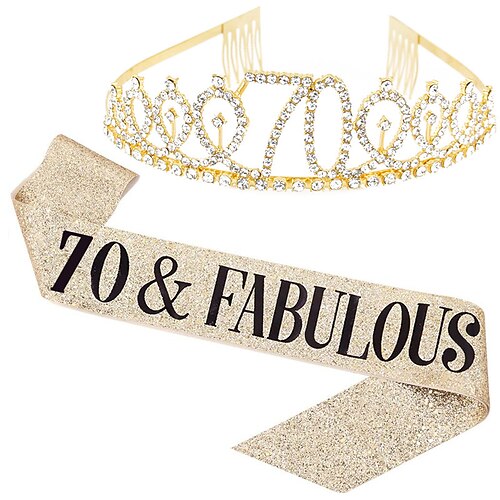 

21th 30th 70th Birthday Crown & Birthday Girl Sash Set, Rhinestone Tiaras and Crowns for Women Girls Gold Tiara Birthday Gold Sash Princess Tiaras Queen Crowns for Birthday Party Photoshoot