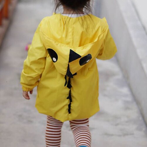 

Kids Girls' Trench Coat Coat Long Sleeve Yellow Cartoon Zipper Fall Spring Active Daily 1-5 Years