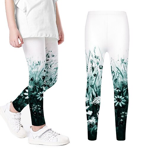 

Kids Girls' Pants Floral Active Outdoor 3-12 Years Spring Green Blue