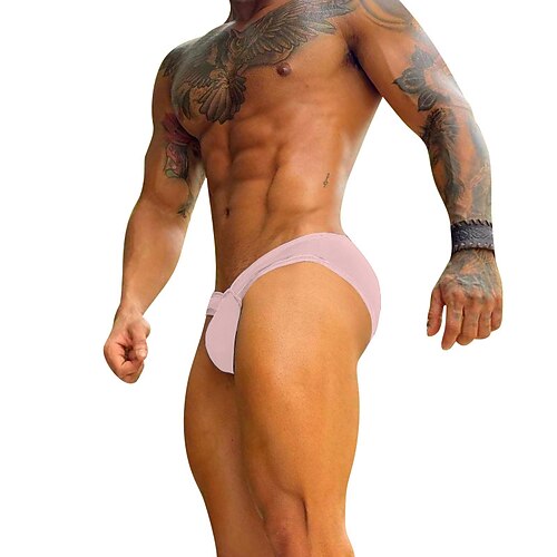 

Men's Basic Panties Briefs 1 PC Underwear Fashion Simple Sexy Basic Pure Color Cotton Mid Waist Touch of Sensation Comfort Green Purple Dusty Rose M L XL