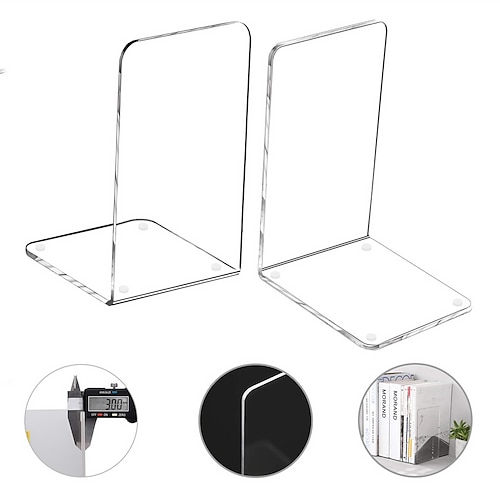 

Plastic Acrylic Bookends Pair Organizer Bookshelf Decor Decorative Bedroom Library Office School Supplies Stationery Gift (Plastic Acrylic_1 Pairs)