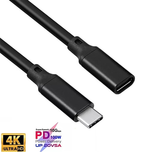 

USB3.2 Gen2 USB Type C Data Transmission Extension Cable Male to Female PD 100W 10G 4K@60HZ