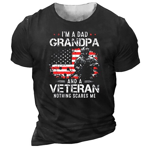 

Men's Unisex T shirt Tee 3D Print Graphic Patterned Soldier National Flag Crew Neck Street Daily Print Short Sleeve Tops Designer Casual Vintage Big and Tall Black Army Green Navy Blue / Summer