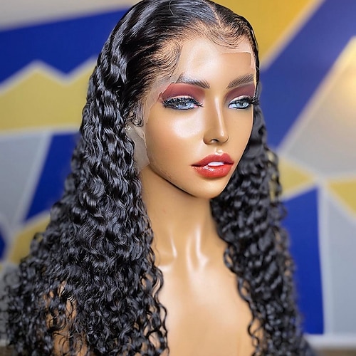 

Remy Human Hair 13x4 Lace Front Wig Free Part Brazilian Hair Curly Black Wig 130% 150% 180% Density with Baby Hair 100% Virgin Glueless Pre-Plucked For Women wigs for black women Long Human Hair Lace