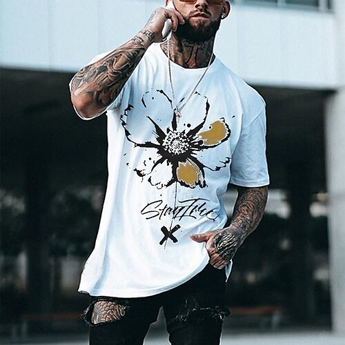 

Per uomo Unisex maglietta Floreale Stampe astratte Rotonda Bianco Stampa a caldo Plus Size Informale Giornaliero Stampa Abbigliamento Essenziale Di tendenza Originale Informale / Estate / Estate