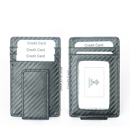 

Rfid Men's Carbon Fiber Pattern Us Dollar Clip Multi-card Card Holder Cash Banknote Clip Card