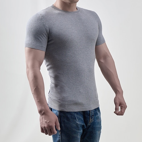 

Men's T shirt Tee Solid Color Round Neck Blue Army Green Coffee Gray Casual Work Clothing Apparel Cotton Cool Muscle