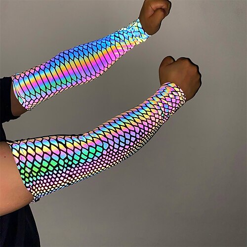 

Colorful Reflective Sleeves Outdoor Sports Cycling Sunscreen Arm Sleeves Basketball Running Elbow Pads