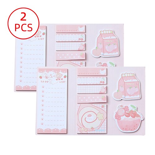 

2 pcs Sticky Notes Note Pads 66 inch Colorful Paper Cute Self-adhesive Kawaii Sticky Notes for School Office Student