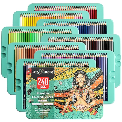 

Colored Pencils Woodcase Lead Pencils Drawing Pencils 2H HB 0.3mm Tin Box Soft Core Oil Colors 72 Colors Set Plastic Wood Metal Pencils 240 for Adult Artists