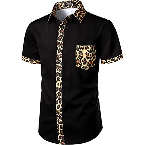 

Men's Shirt Graphic Patterned Turndown Party Daily Button-Down Short Sleeve Tops Casual Fashion Comfortable Black / Red White Black