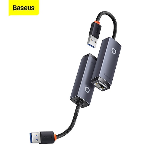 

Baseus Lite Series Ethernet Adapter USB-A to RJ45 LAN Port (1000Mbps Aluminum Alloy) Grey