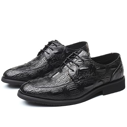 

Men's Oxfords Crocodile Pattern Casual Classic Daily Office & Career PU Warm Black Burgundy Spring Summer