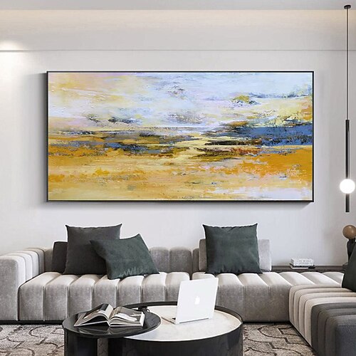 

Handmade Oil Painting CanvasWall Art Decoration Abstract Knife Painting Landscape Yellow For Home Decor Rolled Frameless Unstretched Painting