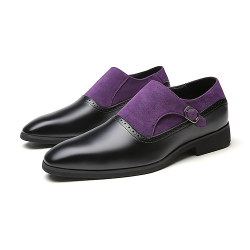 

Men's Loafers & Slip-Ons Monk Shoes Casual Classic Daily Office & Career PU Purple Black Blue Spring Summer