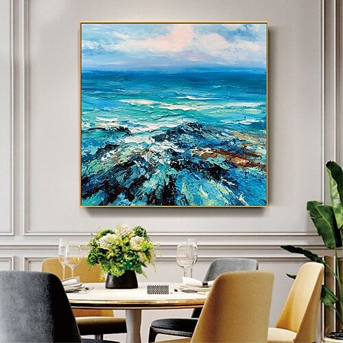 

Handmade Hand Painted Oil Painting Wall Art Blue Ocean Landscape Paintings Decoration Home Decoration Decor Canvas Paintingfor Living Room