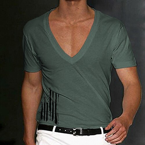 

Men's T shirt Tee Solid Color V Neck Green Street Casual Short Sleeve Clothing Apparel Fashion Classic Comfortable Big and Tall / Summer / Summer / Sports