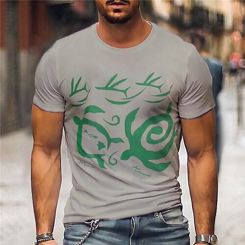 

Men's Unisex T shirt Tee 3D Print Abstract Graphic Prints Crew Neck Street Daily Print Short Sleeve Tops Designer Casual Big and Tall Sports Gray / Summer
