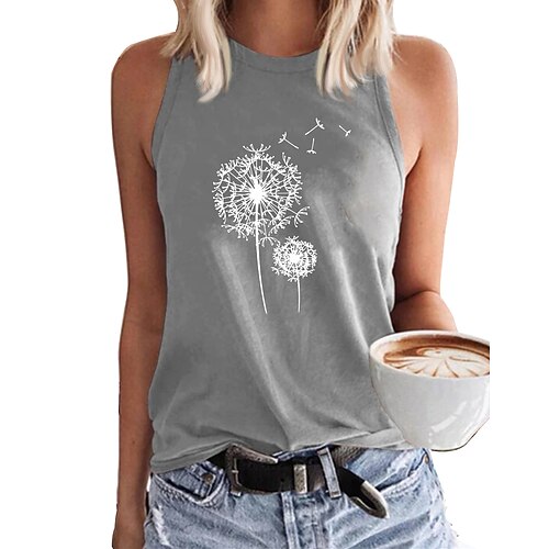 

Women's Tank Top Camis Green Blue Wine Flower Backless Patchwork Sleeveless Casual Holiday Casual Round Neck Regular Plus Size S / Print