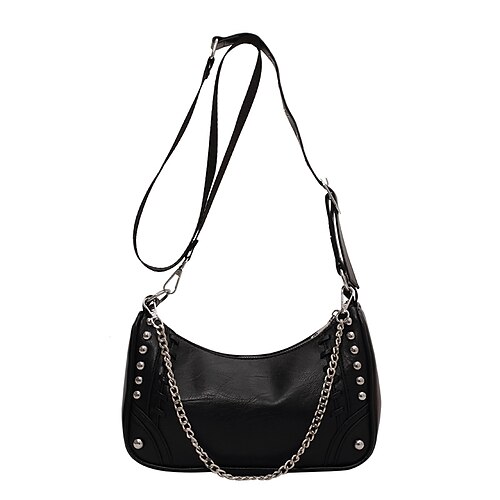 

Women's Sling Bags Crossbody Bag Hobo Bag Shoulder Bag PU Leather Zipper Chain Solid Color Daily Outdoor White Black Coffee