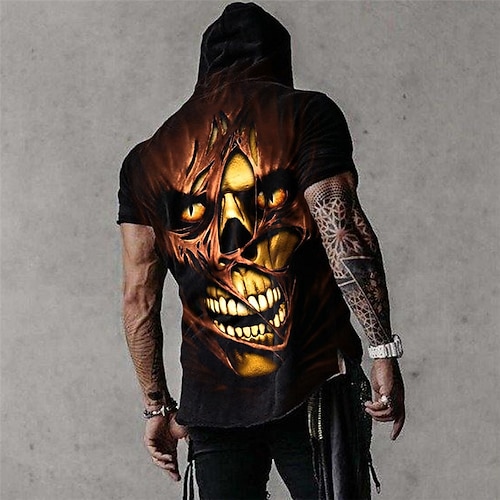 

Men's Pullover Hoodie Sweatshirt Graphic Patterned Skull Print Daily Sports Holiday 3D Print Designer Casual Hoodies Sweatshirts Brown