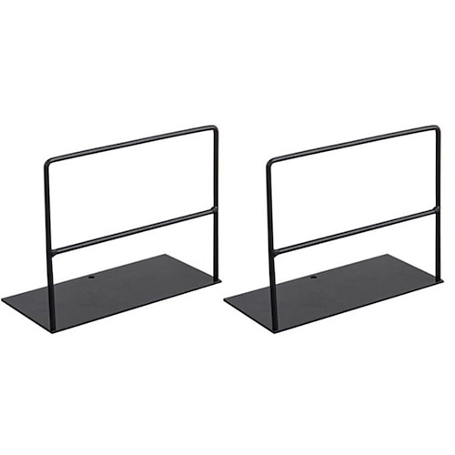 

1 Pair Wrought Iron Bookends Book Stand Simple Desktop Office Magazine Holder