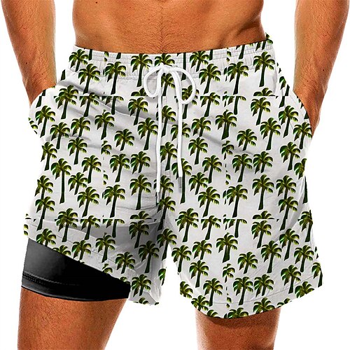 

Men's Swim Trunks Swim Shorts Quick Dry Board Shorts Bathing Suit with Pockets Compression Liner Drawstring Swimming Surfing Beach Water Sports Floral Summer