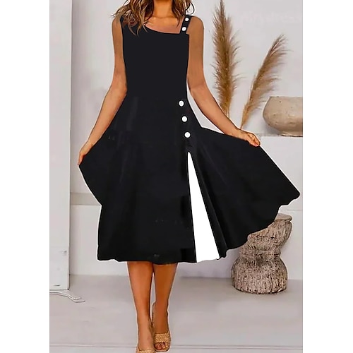 

Per donna Abito casual Vestito longuette Nero Senza maniche Color Block Increspato Primavera Estate freddezza Informale Fine settimana 2023 S M L XL XXL 3XL