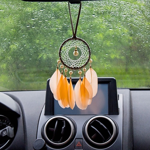 

Ins Small Pendant Car Dream Catcher Car Interior Decoration Feather Pendant Hanging Feather Wall Hanging Crafts