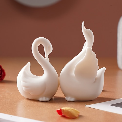 

2pcs Small Swan Ornament Decorative Objects Resin Modern Contemporary for Home Decoration Gifts